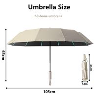 Parapluie anti-UV avec revêtement noir isolant thermique, 12 baleines, double armature, coupe-vent, pliable en 3, automatique, idéal pour le voyage, vente en gros, direct usine