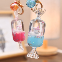 Pendentif de porte-clé flottant en ligne, licorne, bonbons au lait, fille, liquide, huile, sac, pendentif
