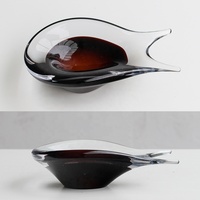 Grand bol à fruits en verre de luxe moderne, fabriqué à la main, plateau de service décoratif en triangle pour centre de table ou décoration intérieure