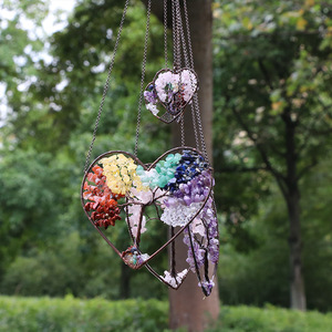 <span class=keywords><strong>Attrape</strong></span>-rêves en cristal de gravier naturel, style vintage, ornement Cœur de pêche Arbre de Vie pour suspension de <span class=keywords><strong>rideau</strong></span>, décoration en cristal - Product Image 5