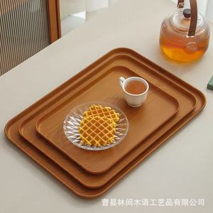 Wooden Rectangular <b>Tray</b> For <b>Tea</b> Coffee Serving Hotel Use Solid Color Shallow Dish - Product Image 2