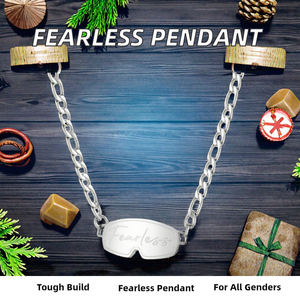 All'ingrosso personalizzato in acciaio inox occhiali da sci collana con ciondolo inciso senza paura con la scatola catena per il regalo di fidanzamento - Product Image 2