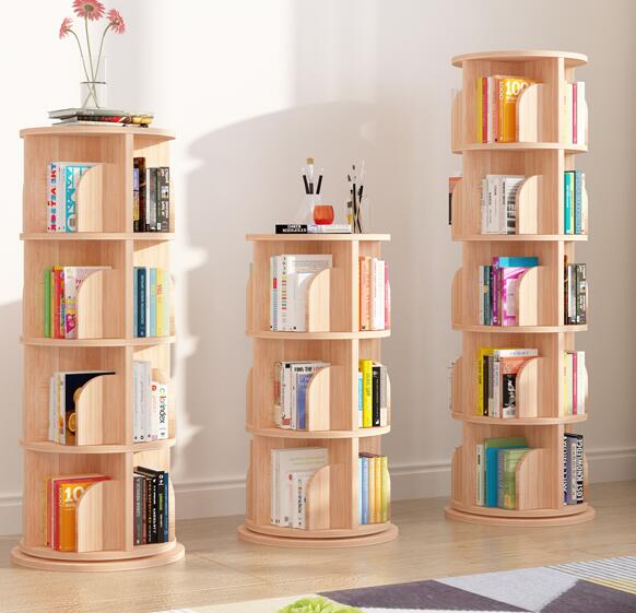 Пользовательский Вращающийся Круглый напольный деревянный книжный стеллаж Органайзер