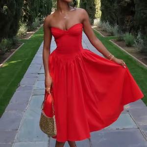 Vestido de Noche Midi Bodycon sin Tirantes con Forro para Fiesta de Verano para Mujer - Product Image 2