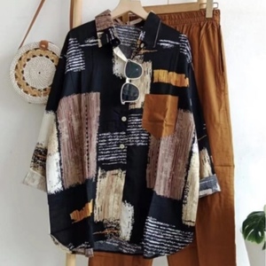 Women's Printed Casual Long Sleeve Shirt Long <b>Pants</b> 2 Piece Set Fashion - Product Image 5
