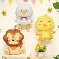 Accessoires de décoration de fête, ballons à l'hélium, thème animaux mignons, poulet, lion, dinosaure, ballon gonflable en forme de canard blanc