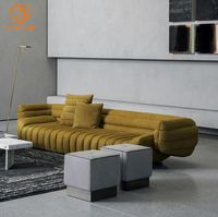 Ensemble de canapés en daim jaune de luxe, nouveau design, rembourré, vente en gros d'usine, turquie