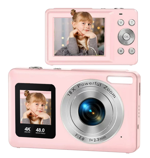 DC06S Dual Screen Digital Camera 2.4" IPS LCD + 1.3" Front Screen 18X Zoom 1080P Video Autofocus CMOS Sensor for Christmas