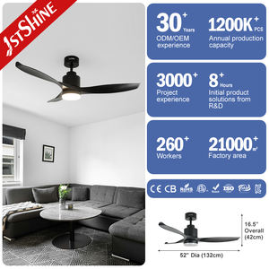 Ventilador de techo LED 1stshine, aspas de plástico, Control remoto inteligente, viento suave, ventilador de techo negro de alta velocidad con luz - Product Image 3