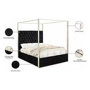 <span class=keywords><strong>Lit</strong></span> Queen King de luxe <span class=keywords><strong>moderne</strong></span> à <span class=keywords><strong>baldaquin</strong></span> rembourré avec cadre en bois doux capitonné Cadre de <span class=keywords><strong>lit</strong></span> à <span class=keywords><strong>baldaquin</strong></span> <span class=keywords><strong>romantique</strong></span> - Product Image 3