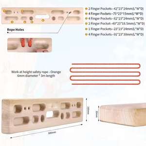 Tabla de entrenamiento de agarre de madera para escalada en interiores y barra de dominadas, para fortalecer el agarre, portátil, de abedul macizo, para uso en parques deportivos - Product Image 4
