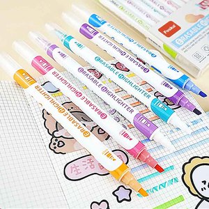 Marqueurs double embout en forme de ciseau, en stock, sans bavure, s'effaçables, couleurs <span class=keywords><strong>pastel</strong></span>, encre à séchage rapide pour le dessin artistique - Product Image 5