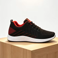 Baskets de sport pour hommes à semelle amortie, en maille tricotée, à lacets, confortables, respirantes, rehaussantes, légères, imperméables, vente en gros