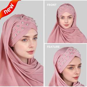 Écharpe à trois couches en satin acrylique à motif à pois, nouvelle mode, pour femmes musulmanes du Moyen-Orient, vente en gros - Product Image 2