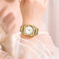 Montre de luxe pour femme Poedagar 788, étanche, lumineuse, bracelet en acier inoxydable doré, montre à quartz pour femme