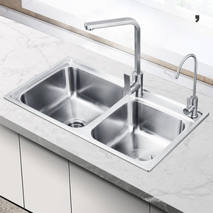 304 Stainless Steel <b>Kitchen</b> <b>Sink</b> Undermount Double Basin 1.0mm Thick Polished Surface Easy To Clean - Product Image 1