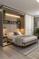 Lits Murphy en bois massif sur mesure, taille Queen, meubles modulaires modernes pour économiser de l'espace, lits muraux pliants de taille complète avec montage facile