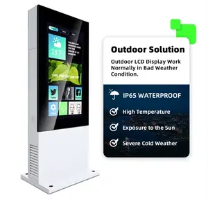 IP65 su geçirmez tabela Kiosk açık yüksek parlaklık dijital Lk10 dokunmatik 55 inç Dooh Totem Lcd reklam makinesi