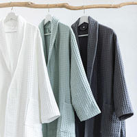 Jubah Mandi Waffle Kustom Grosir, Lembut, Daya Serap Tinggi, Ringan, Pakaian Rumah