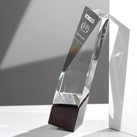 Trophée en cristal K9 personnalisé, gravé au laser, de haute qualité, en bois, avec base en cristal vierge – Offre Spéciale