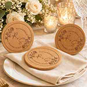 Posavasos para Boda, Posavasos de Corcho Rústicos Grabados Personalizados para Decoración de Mesa de Recepción, Recuerdos para Fiesta de Despedida de Soltera - Product Image 3