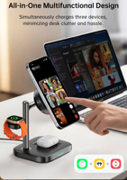 Nouveau chargeur sans fil 3-en-1 25W magnétique à charge ultra-rapide pour Phone18, montre connectée et écouteurs avec fonction de refroidissement