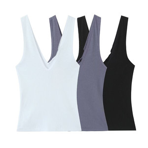 Nueva Camiseta de Tirantes de Punto con Botones y Lazo para Mujer, Estilo Casual, Cuello Cuadrado, Sin Mangas, Tipo Camisola, para Verano - Product Image 1