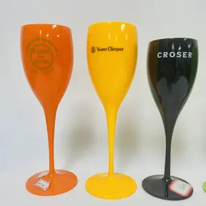 OEM Stock Logo personalizzato colorato trasparente bianco acrilico Champagne Coupe plastica steped Champagne flauti in vetro Set bicchieri da vino