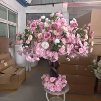 Arbres de fleurs artificielles en soie pour mariage, petits arbres de roses artificielles pour décoration de mariage, vente en gros