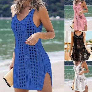 2025 maillot de bain femme couvrir 2024 été nouveau gilet sans manches protection solaire chemise tricoté évider maillot de bain jupe de plage - Product Image 3