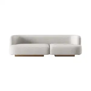 高品质金属底座三人沙发轻便奢华北欧现代弧形美容会所风格休闲羊毛布沙发
