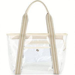 Bolsa de Yute/Lona Ecológica con Cierre de Cremallera, Personalizable, en Blanco, para Compras, Viajes, Bodas, Reutilizable, con Asa de Cuerda Blanca - Product Image 4