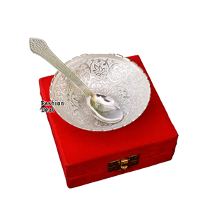 Coffret de luxe royal allemand en velours or et argent, design moderne, multifonctionnel, avec bol, plateau et cuillère en aluminium, pour décoration intérieure et Diwali - Product Image 1