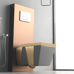 Inodoro de pared de cerámica con descarga automática, sin marco, para montaje, sanitario - Product Image 5