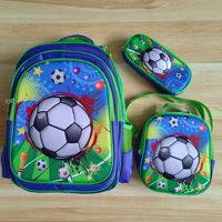 Ensemble de 3 sacs d'école 3D pour enfants, motif dessin animé, doublure en nylon, fermeture éclair, léger, protection thermique de la colonne vertébrale, pour élèves du primaire