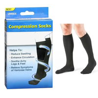 Chaussettes de compression en bambou unisexes 15-20 mmHg, chaussettes de compression en bambou énergisantes, actives, graduées, anti-fatigue