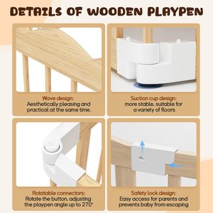 Corralito de Madera para Bebés, Plegable, de Madera Maciza, Seguro para Niños Pequeños, para Usar en la Sala de Estar - Product Image 3