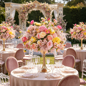 DKB Vente en gros de décorations de table de mariage de haute qualité, centre de table en fleurs artificielles, boule de fleurs artificielles - Product Image 1