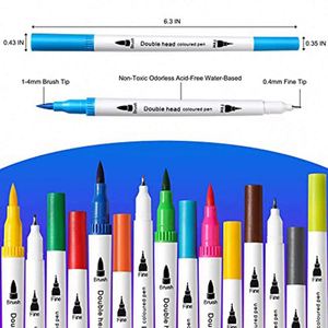 Rotuladores de Doble Punta para Acuarela, Marcadores Artísticos de Doble Cara, No Borrables, para Niños y Adultos, Libros para Colorear, Caligrafía y Dibujo - Product Image 2