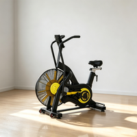 Bicicleta de aire comercial de doble acción con transmisión por correa, resistencia al viento dinámica, equipo HIIT, carga máxima 150 kg, entrenador de cardio compacto para gimnasio