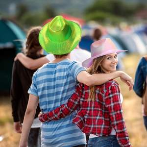 Sparkly Light Holographic Space Cowgirl Hat Fun Metallic Neon Cowboy Hats lampeggiante Party Disco Cap - Product Image 6