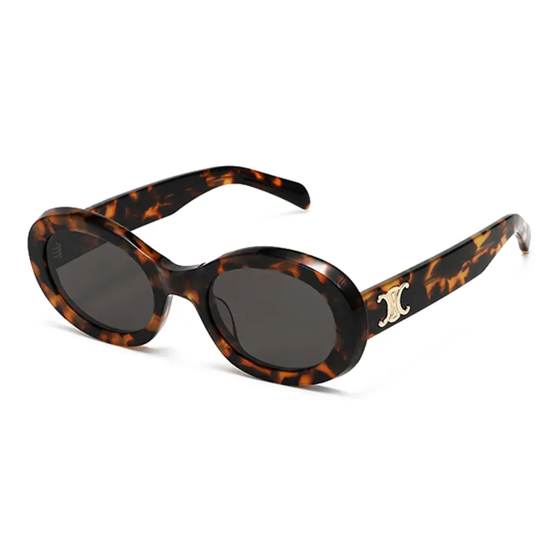2022 Wholesale Luxury Custom Logo High Definition 100% UV Retro Round Acetate Sunglasses for Women Men