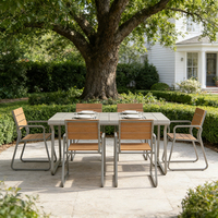 Ensemble de mobilier d'extérieur pour salle à manger, jardin, cour, fête, hôtel, café, tables longues de patio, ensemble table et chaises en aluminium pour restaurant