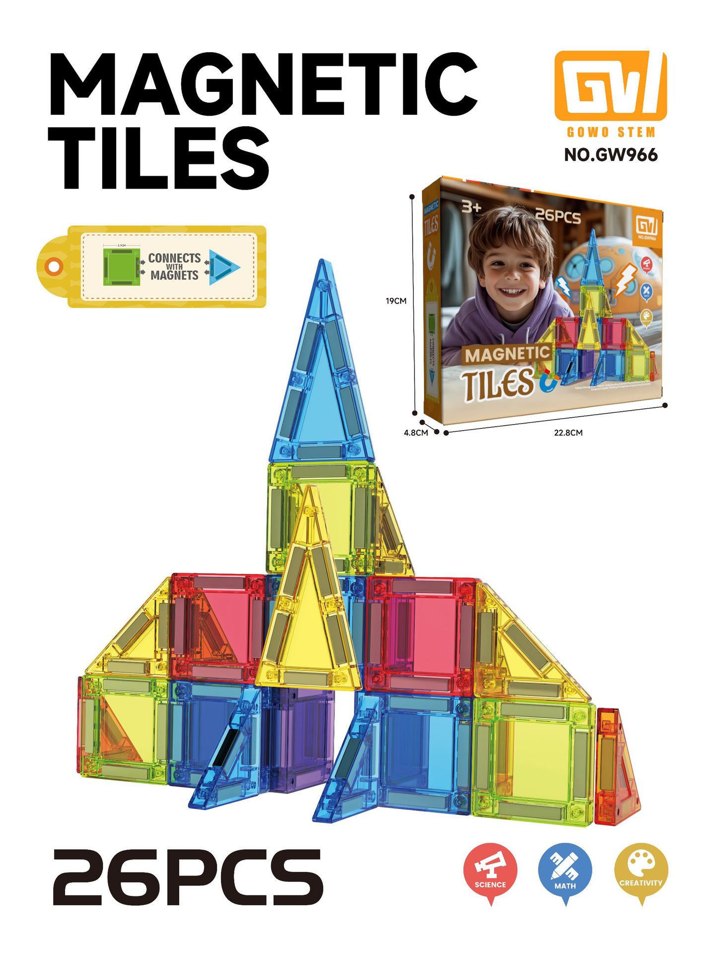 Gw966-26 pezzi - Magnete rotante in confezione colorata