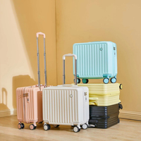 Valise cabine personnalisable de 18 pouces en ABS PC unisexe, valise cabine à roulettes avec serrure, valise de voyage