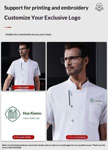 Chemise de <span class=keywords><strong>Chef</strong></span> Unisexe en Twill de Soie Glacée à Séchage Rapide, Polyester/Coton, Manches Courtes, Légère et Respirante, Uniforme de <span class=keywords><strong>Chef</strong></span> pour Restaurants - Product Image 6