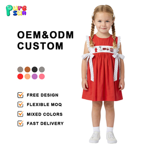Abiti Estivi per Bambine in Cotone con Applicazioni, Senza Maniche, Vendita all'Ingrosso, Abbigliamento Personalizzato per Bambini - Product Image 1
