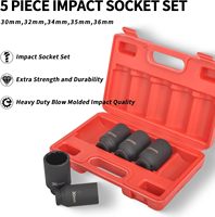 Jeu de douilles à impact profond de 5 pièces, 1/2 pouce, 12 pans, métrique, 30 mm, 32 mm, 34 mm, 35 mm, 36 mm, jeu de douilles pour axe de roue, moyeu, écrou