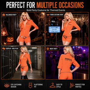 Ensemble de costumes de <span class=keywords><strong>prisonnier</strong></span> orange pour femmes Fancy Ball Party Halloween Christmas Dress up Clothing - Product Image 5