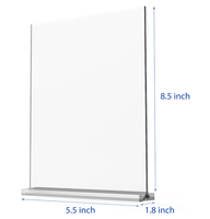 Support de signalisation en acrylique en forme de T, moderne et écologique, personnalisé, 5,5x8,5 pouces, lot de 3, support de présentation de bureau vertical double face pour